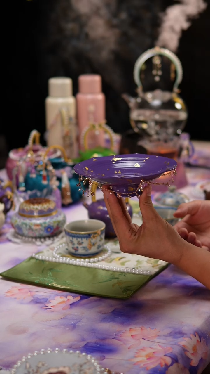 紫色大漆壶承壶承