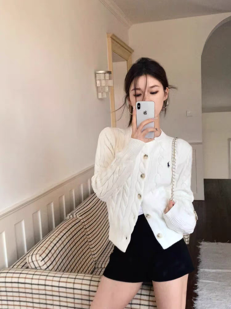 顶版经典刺绣绞花复古正肩针织开衫女麻花毛衣外套女上衣潮