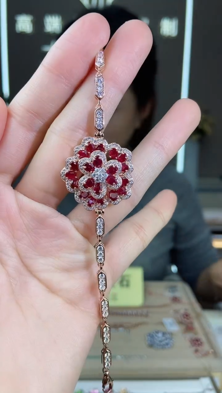 【闪购商品】红宝石手链银S925镶嵌手链