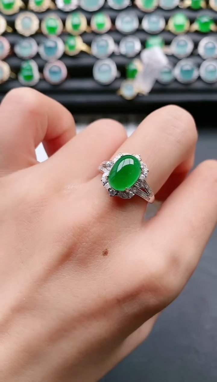 【闪购商品】翡翠戒指银S925镶嵌111111