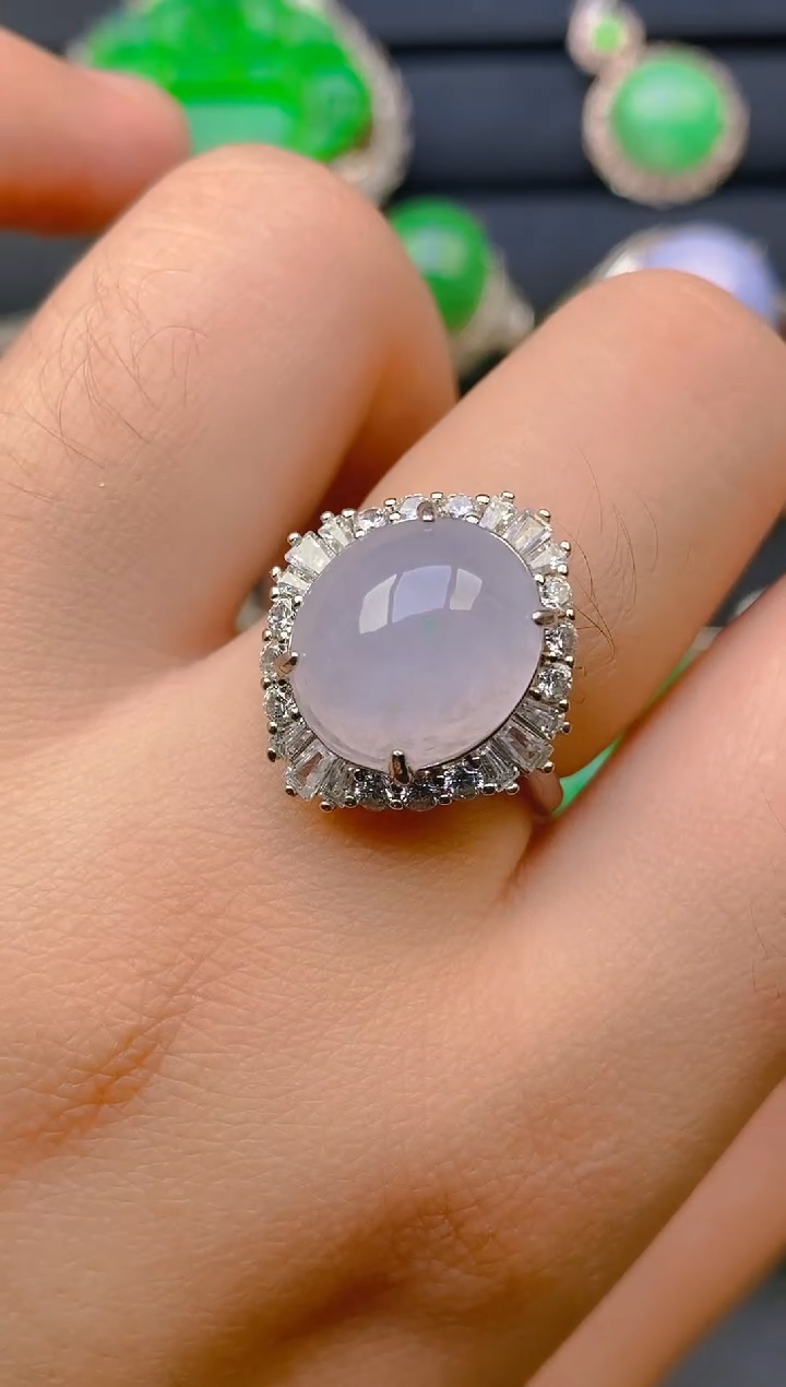 【闪购商品】翡翠戒指银S925镶嵌天然A货翡翠1