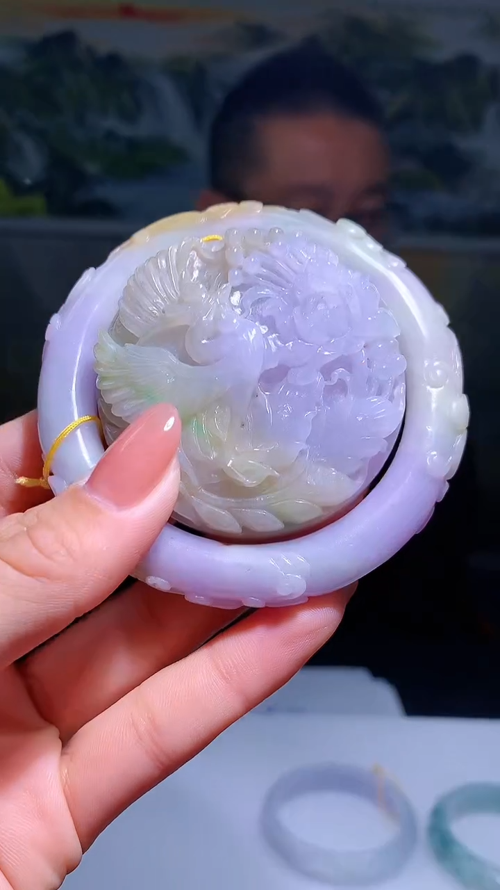 【闪购商品】定制翡翠未镶嵌1007hm-毛货套镯53