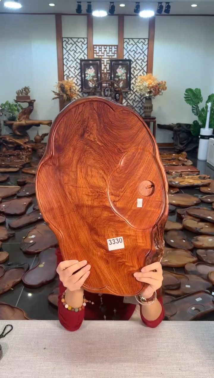 【闪购商品】大果紫檀（缅甸花梨）茶盘3330