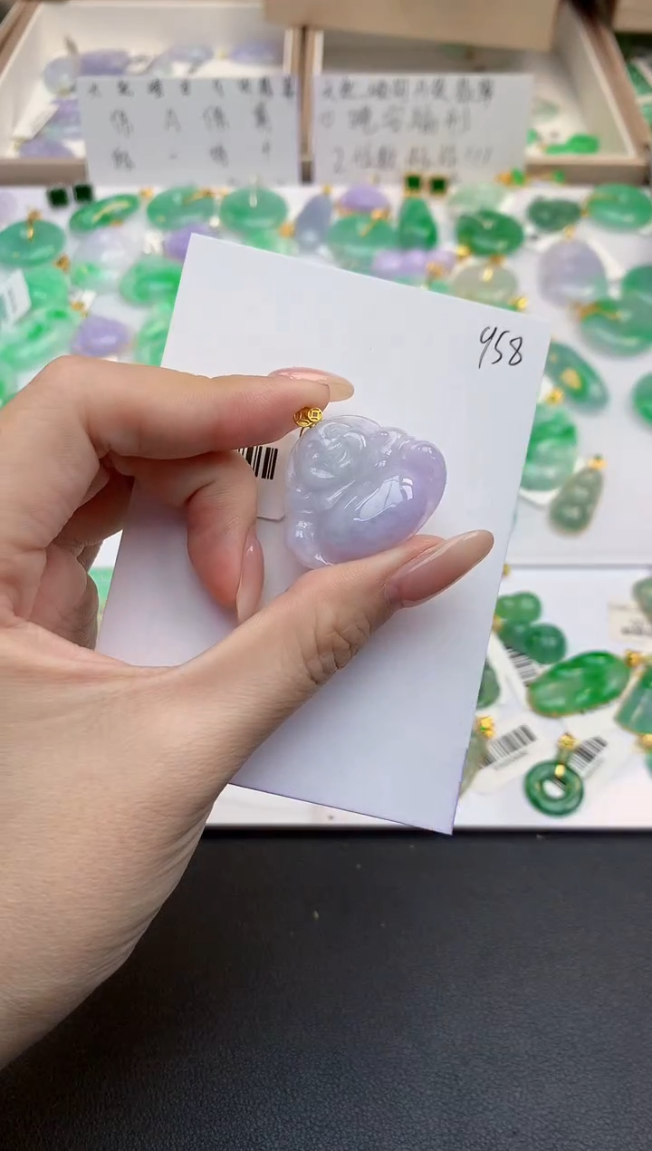 颈饰18K金镶嵌翡翠天然缅甸A货翡翠