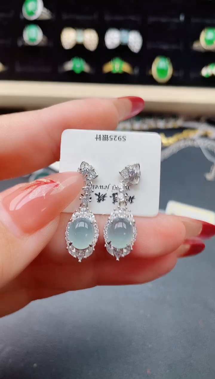 【闪购商品】翡翠耳饰银S925镶嵌321321