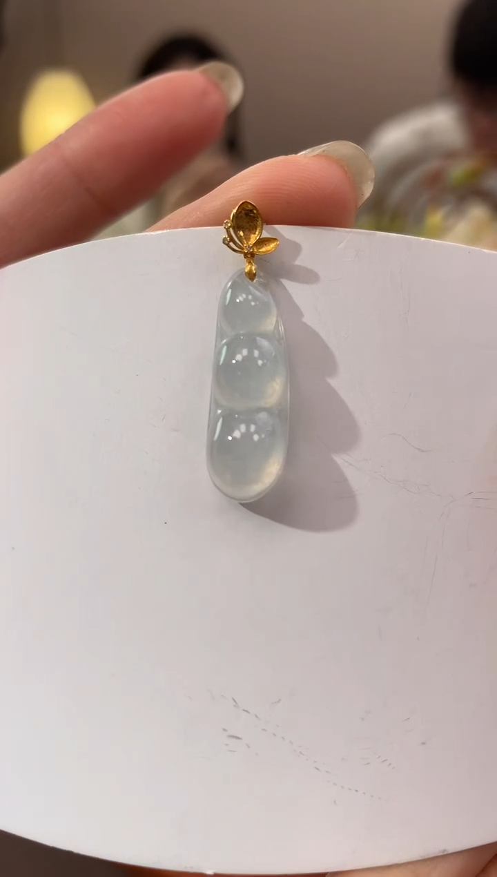 【闪购商品】翡翠颈饰18K金镶嵌天然缅甸a货翡翠