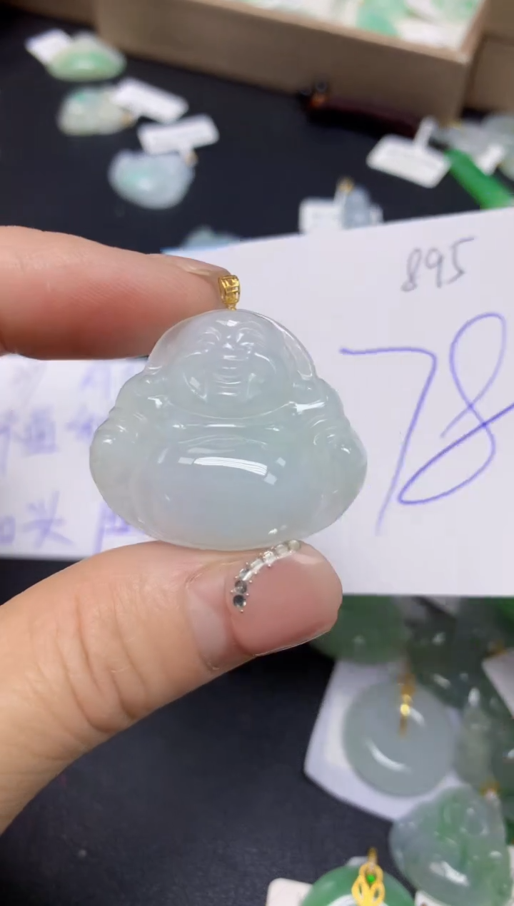 【闪购商品】翡翠挂件18K金镶嵌 天然翡翠A货