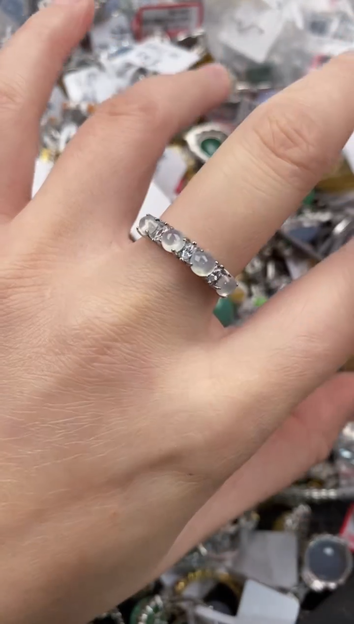 银S925镶嵌戒指翡翠444               2