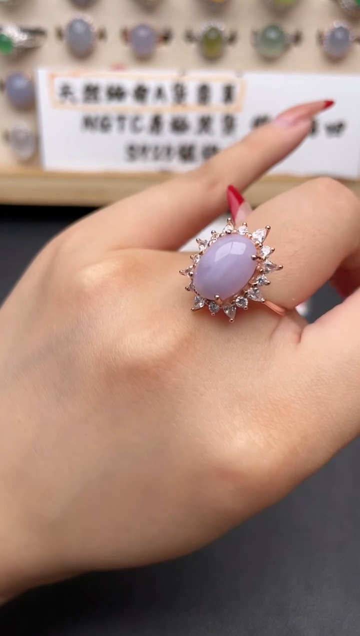 【闪购商品】翡翠戒指银S925镶嵌一物一证一礼盒