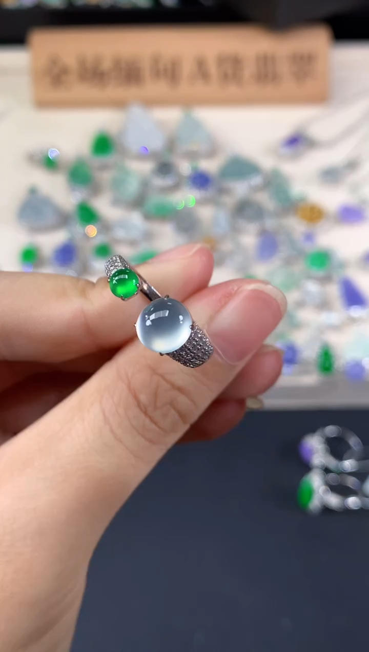 翡翠戒指18K金镶嵌A93|9800