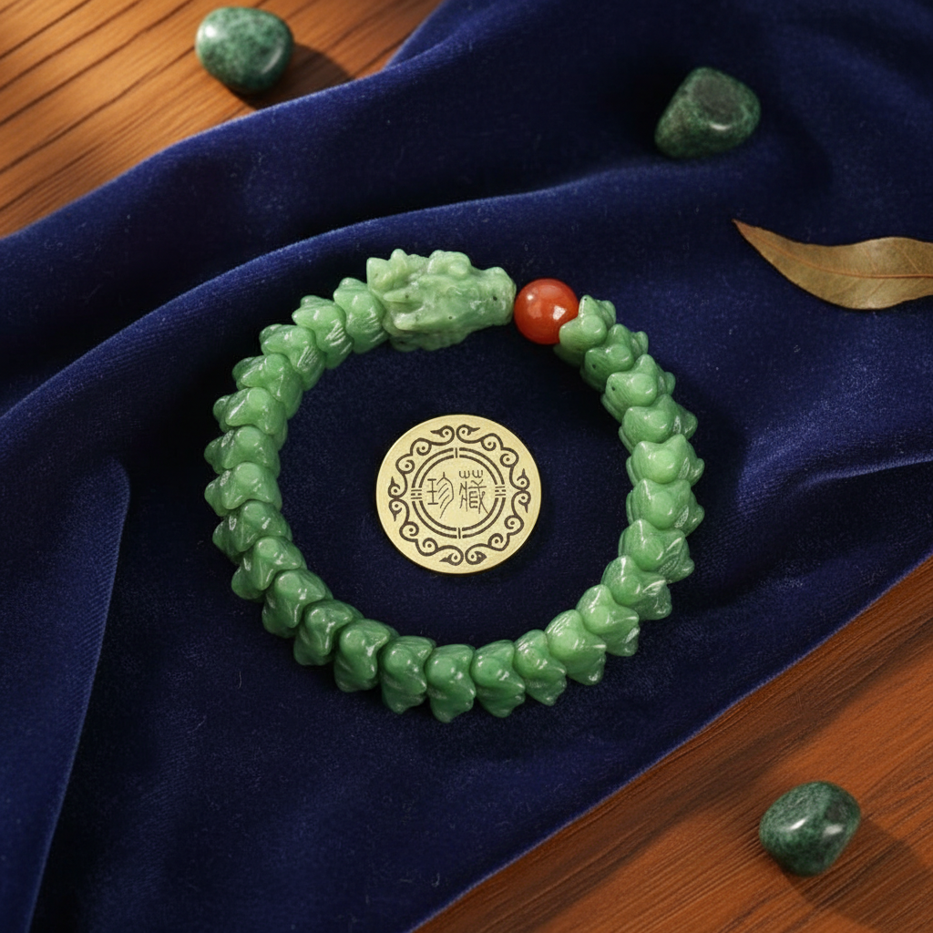 和田玉 碧玉龙骨手串