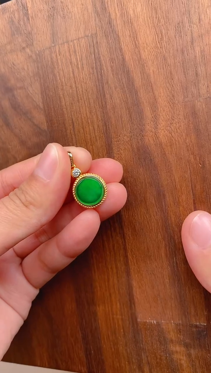 【闪购商品】翡翠吊坠(不含链)银S925镶嵌平安喜乐无事牌