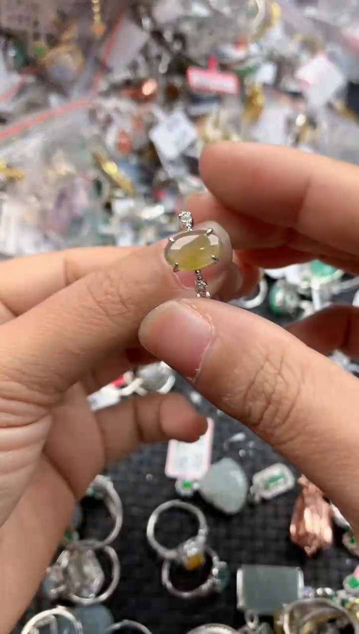 银S925镶嵌戒指翡翠999----6