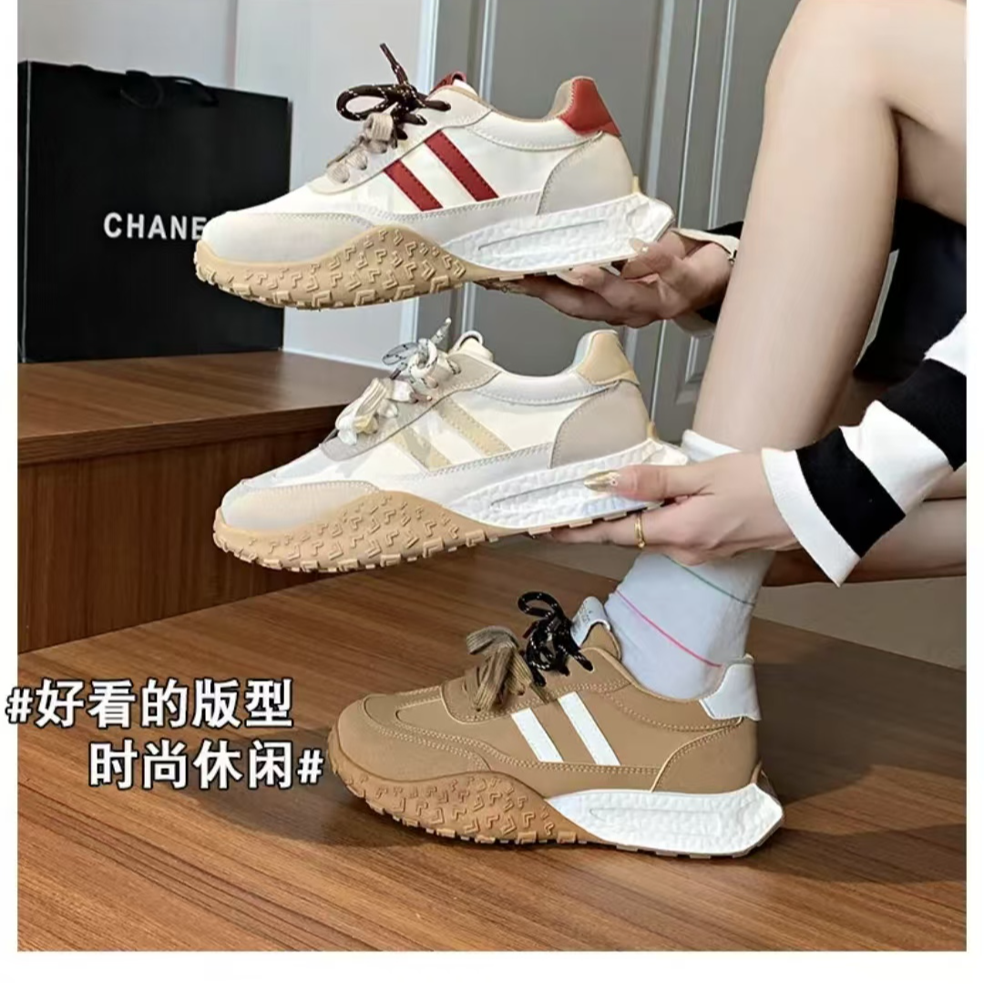 2025春季新款双系带舒适潮流百搭阿甘德训鞋休闲女鞋