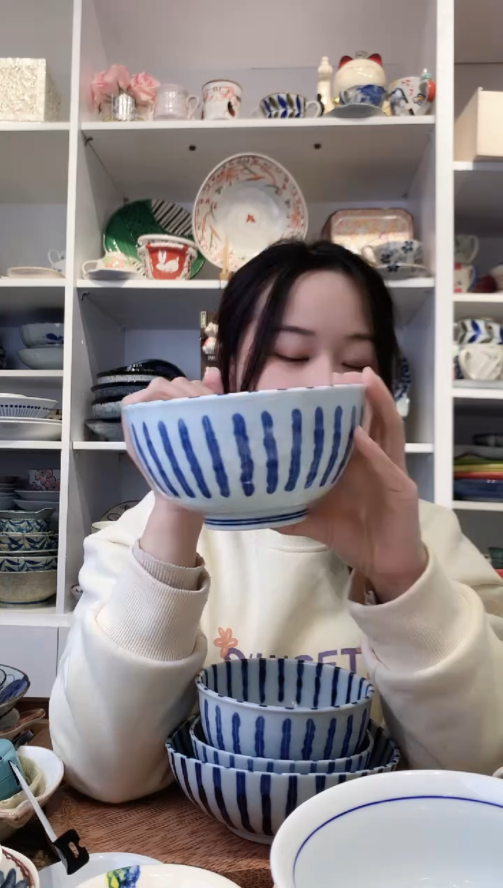 陶瓷浓十草16cm面碗