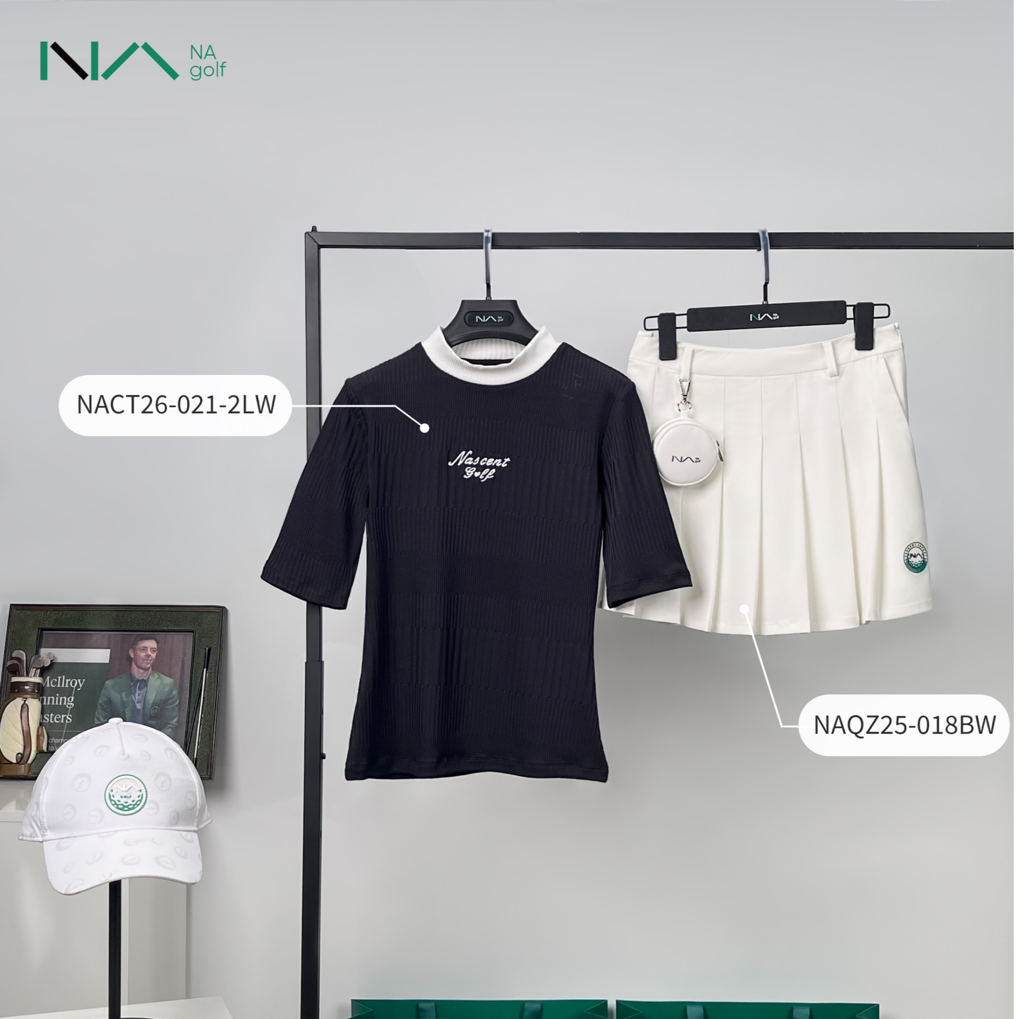 NAGOLF恩爱高尔夫服装夏季户外百搭圆领修身弹力女款半袖上衣