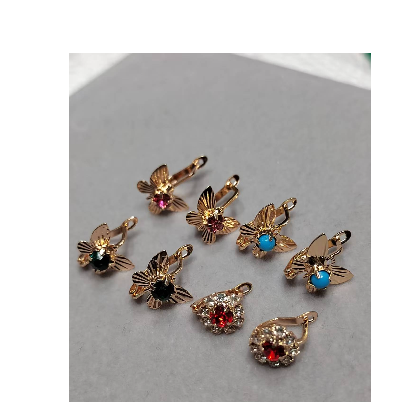 铜合金玻璃耳饰 饿罗斯耳饰铜合金不掉色