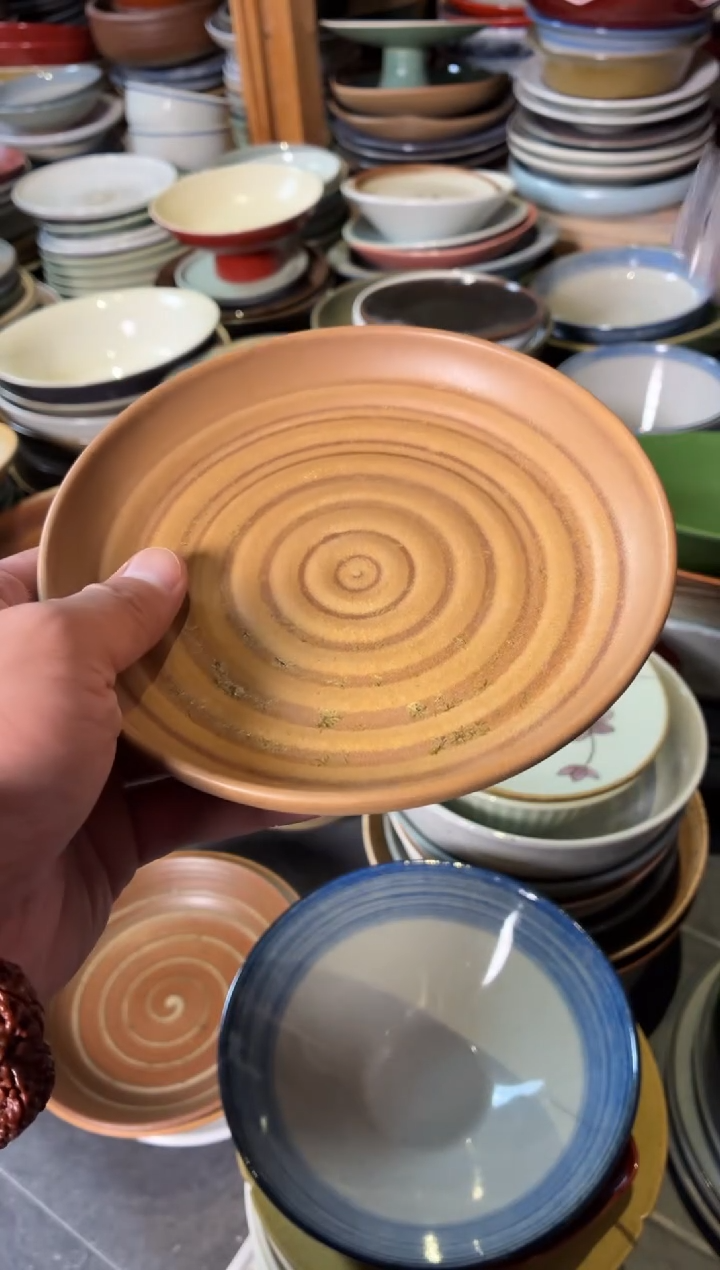 餐具@***?648 黄色螺纹立边盘1个
