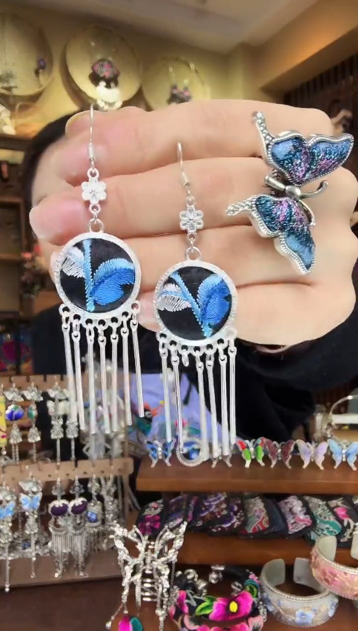 刺绣非遗刺绣民族风耳环