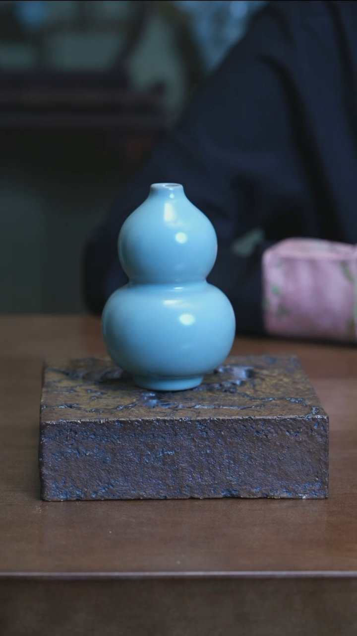 Y宝丰宋官窑原产地汝瓷葫芦摆件
