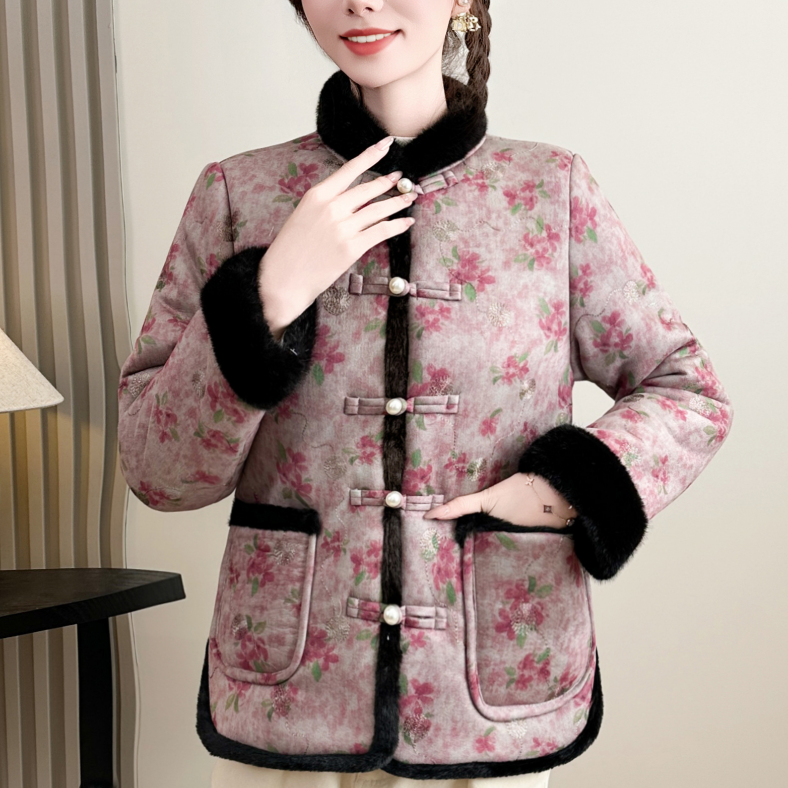 2025新款冬季加厚保暖棉服洋气百搭国风花棉袄女款爆款新中式棉服