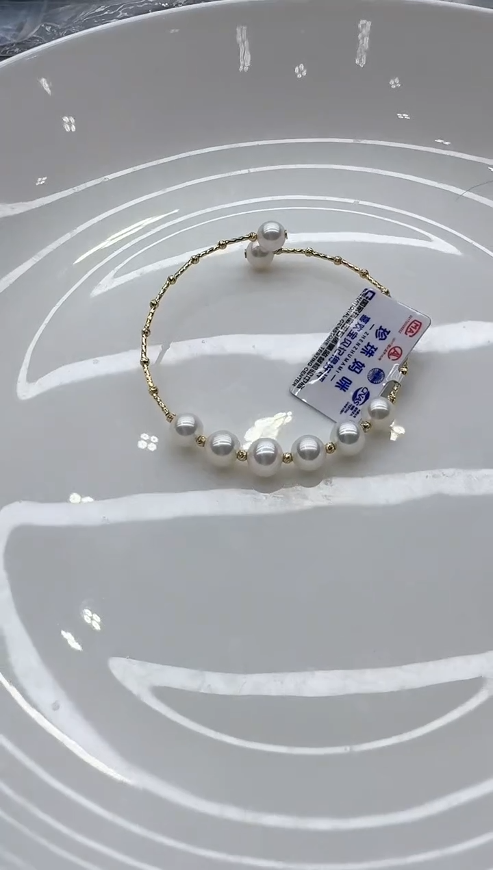 【闪购商品】淡水珍珠手镯18K金镶嵌清货