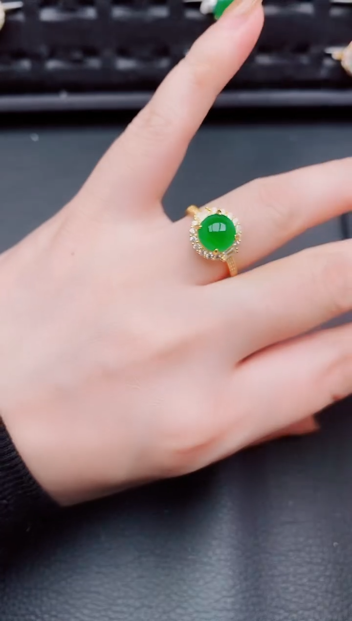 【闪购商品】翡翠戒指银S925镶嵌天然a货翡翠271