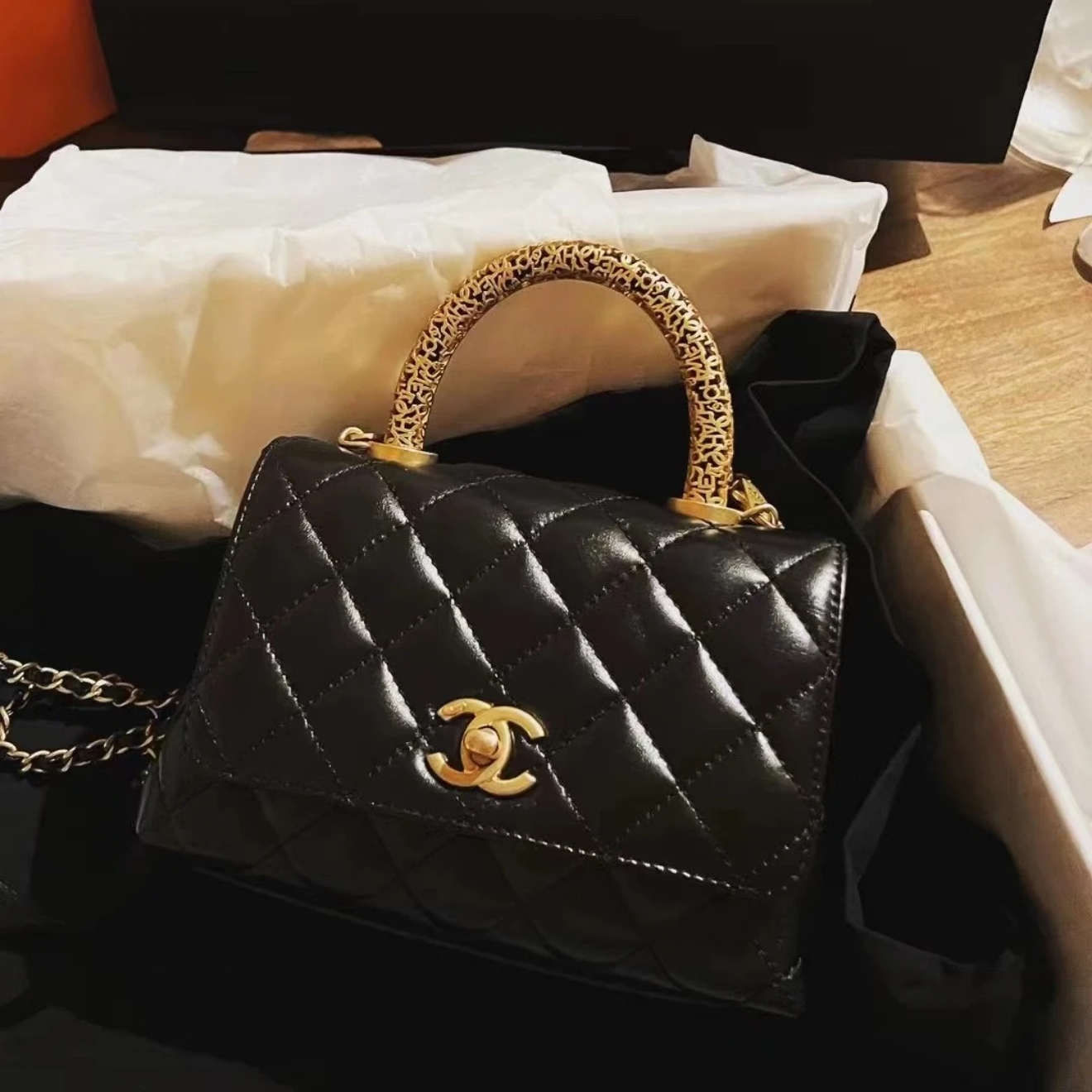 99新 Chanel/香奈儿 【杨贵妃专属】芯片/经典mini黑金cocohandle包