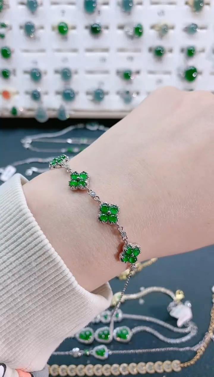 【闪购商品】翡翠手链银S925镶嵌天然翡翠