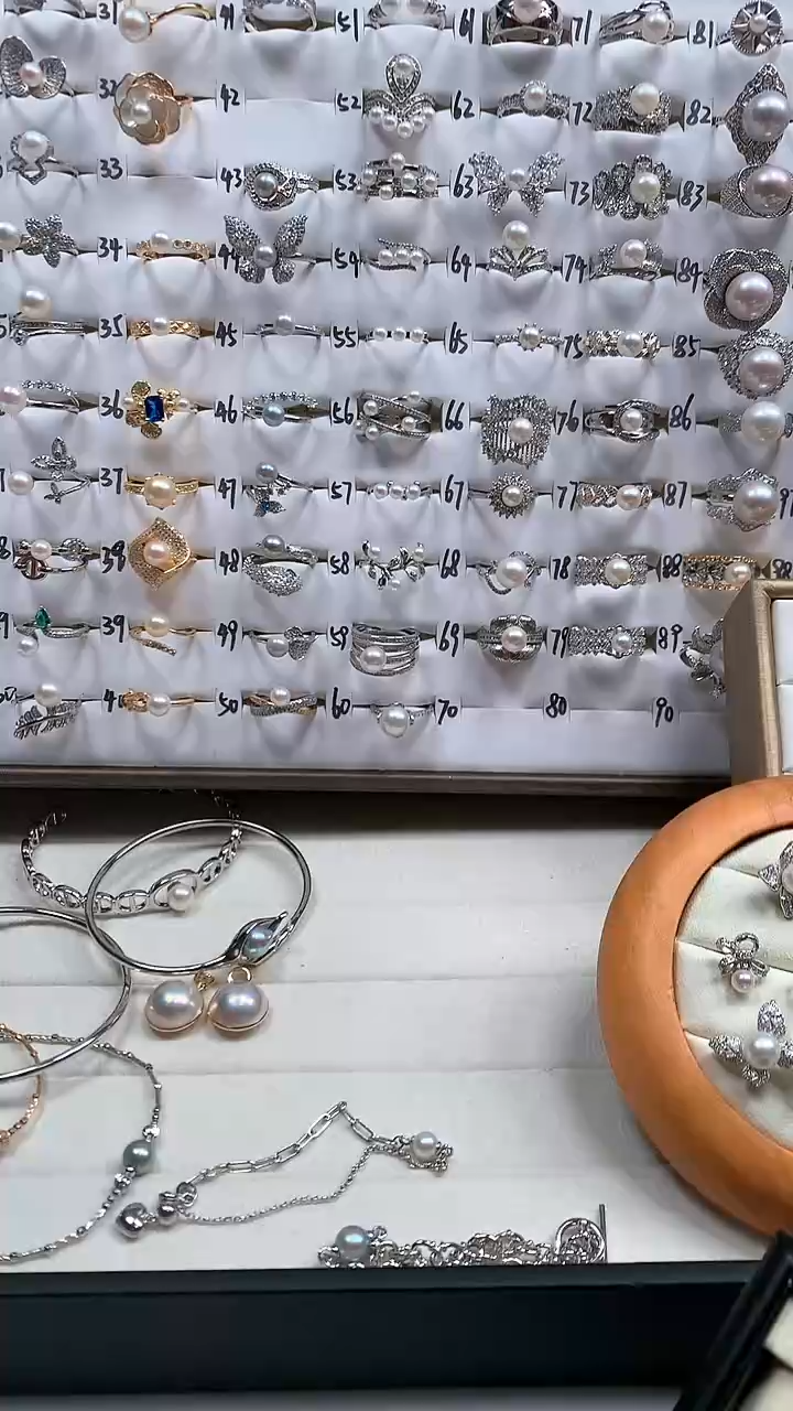 【闪购商品】淡水珍珠戒指银S925镶嵌淡水珍珠开口戒蝴蝶款