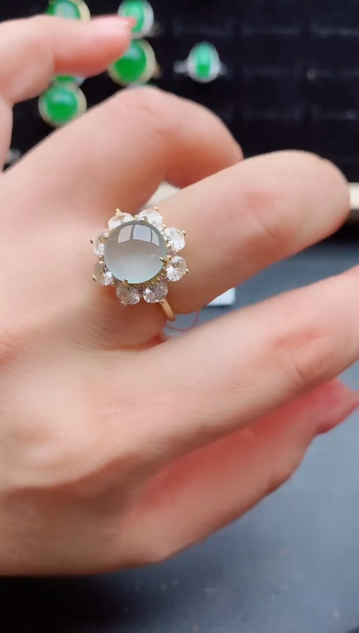 【闪购商品】翡翠戒指银S925镶嵌8000