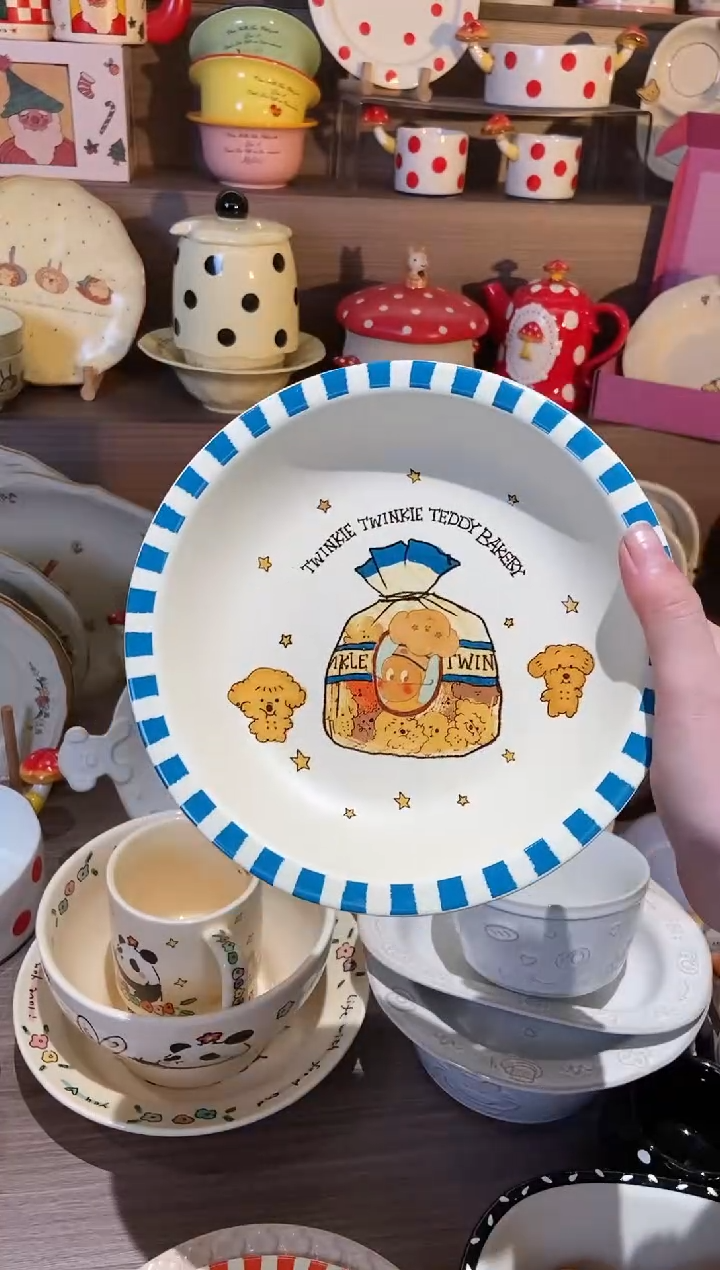 【闪购商品】瓷蓝色星星人圆盘