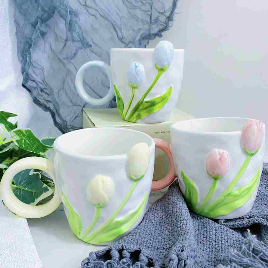 郁金香造型清新简约风马克杯（偶有瑕疵 ）