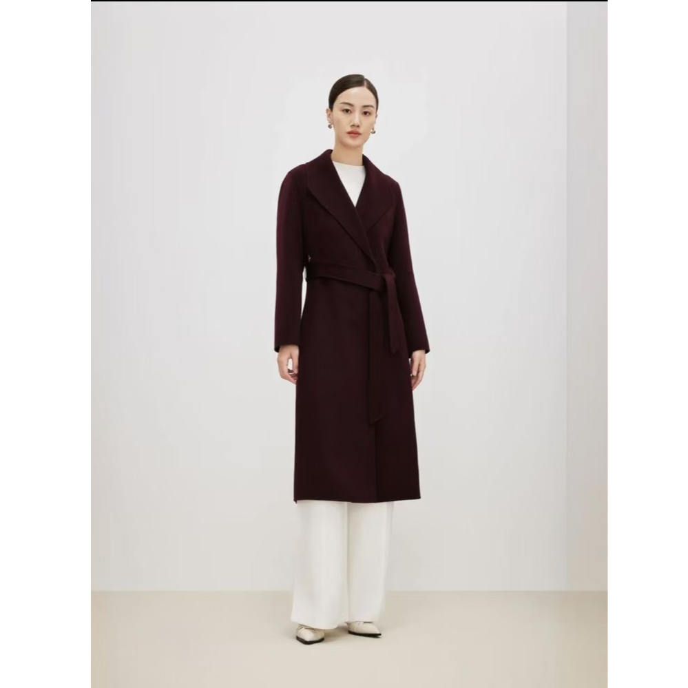 NEXY.CO/奈蔻优雅大气翻领长款双面毛呢大衣XL01007T5