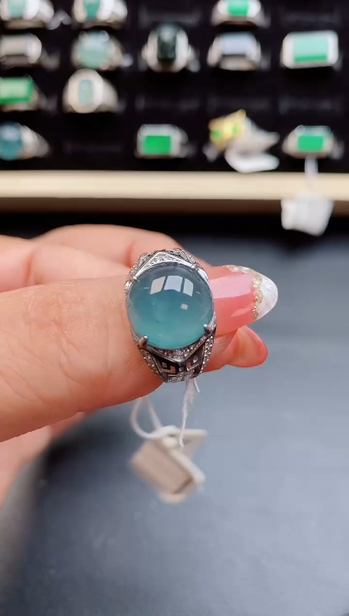 【闪购商品】翡翠戒指银S925镶嵌5080