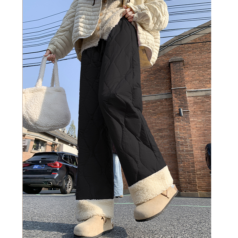 L小码裤长96    1587【融雪松语】加绒菱形格休闲裤