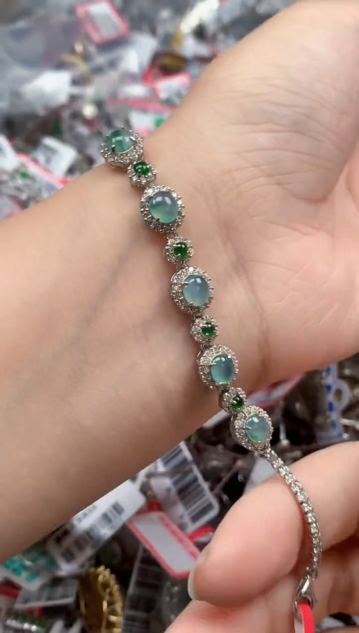 银S925镶嵌戒指翡翠天然A货缅甸翡翠