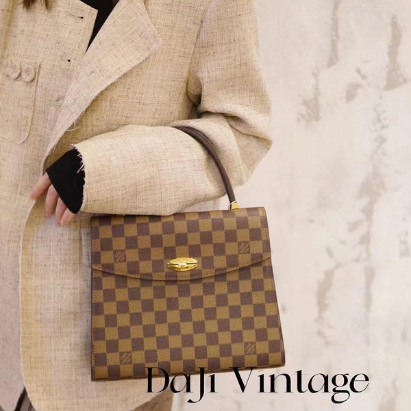 大吉中古/lv路易威登棋盘格kelly手提包