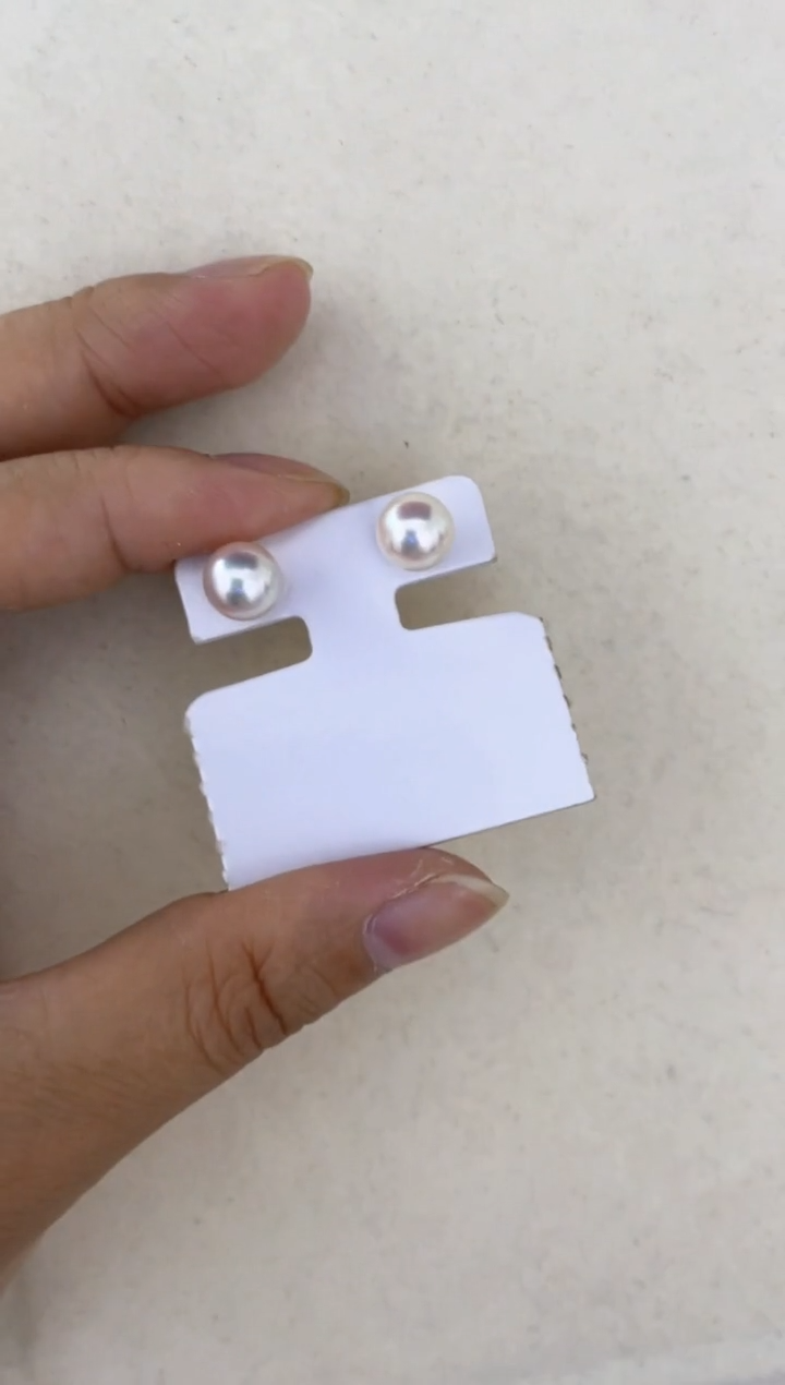 银S925镶嵌海水珍珠耳饰耳钉8-9