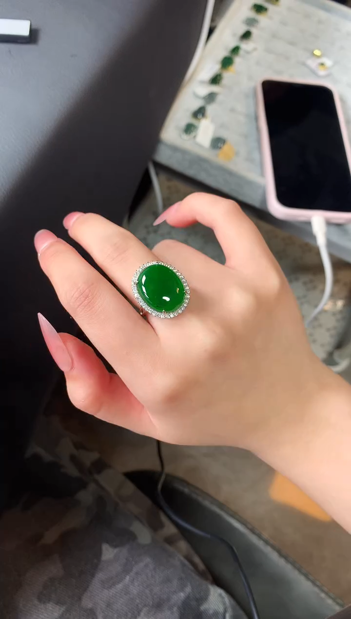 【闪购商品】翡翠戒指银S925镶嵌631414