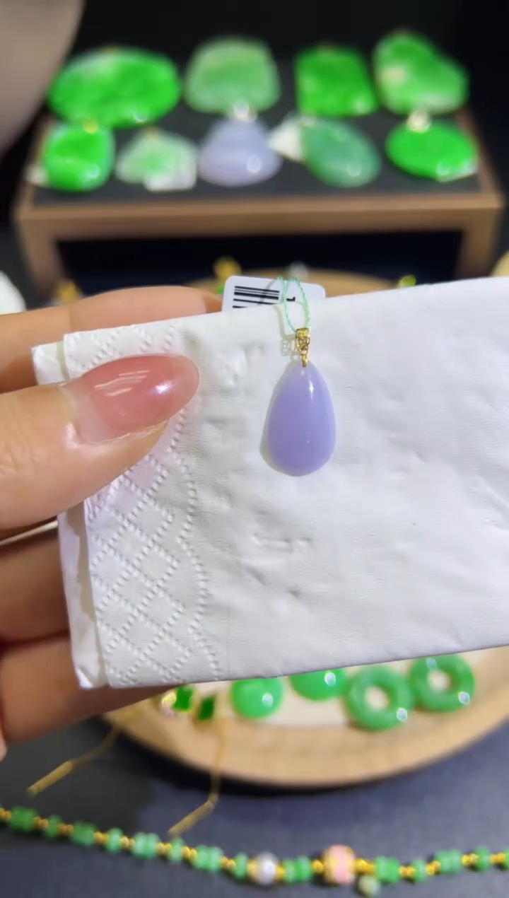 【闪购商品】翡翠颈饰18K金镶嵌Q缅料A货翡翠/支持复检/一件