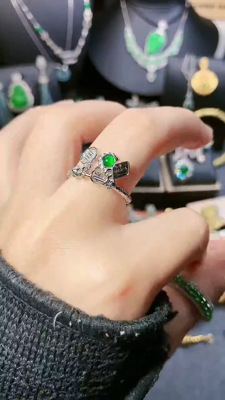 【闪购商品】翡翠戒指银S925镶嵌戒指