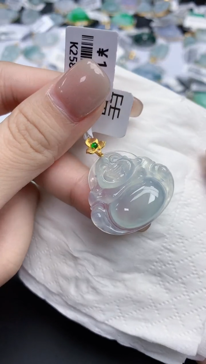 【闪购商品】翡翠颈饰18K金镶嵌天然缅甸翡翠A货
