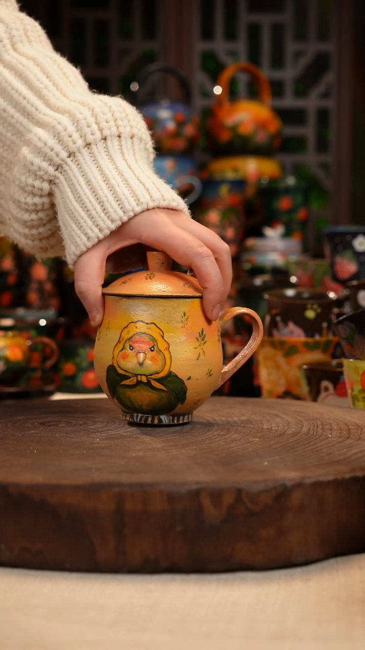 油画  手绘釉下彩