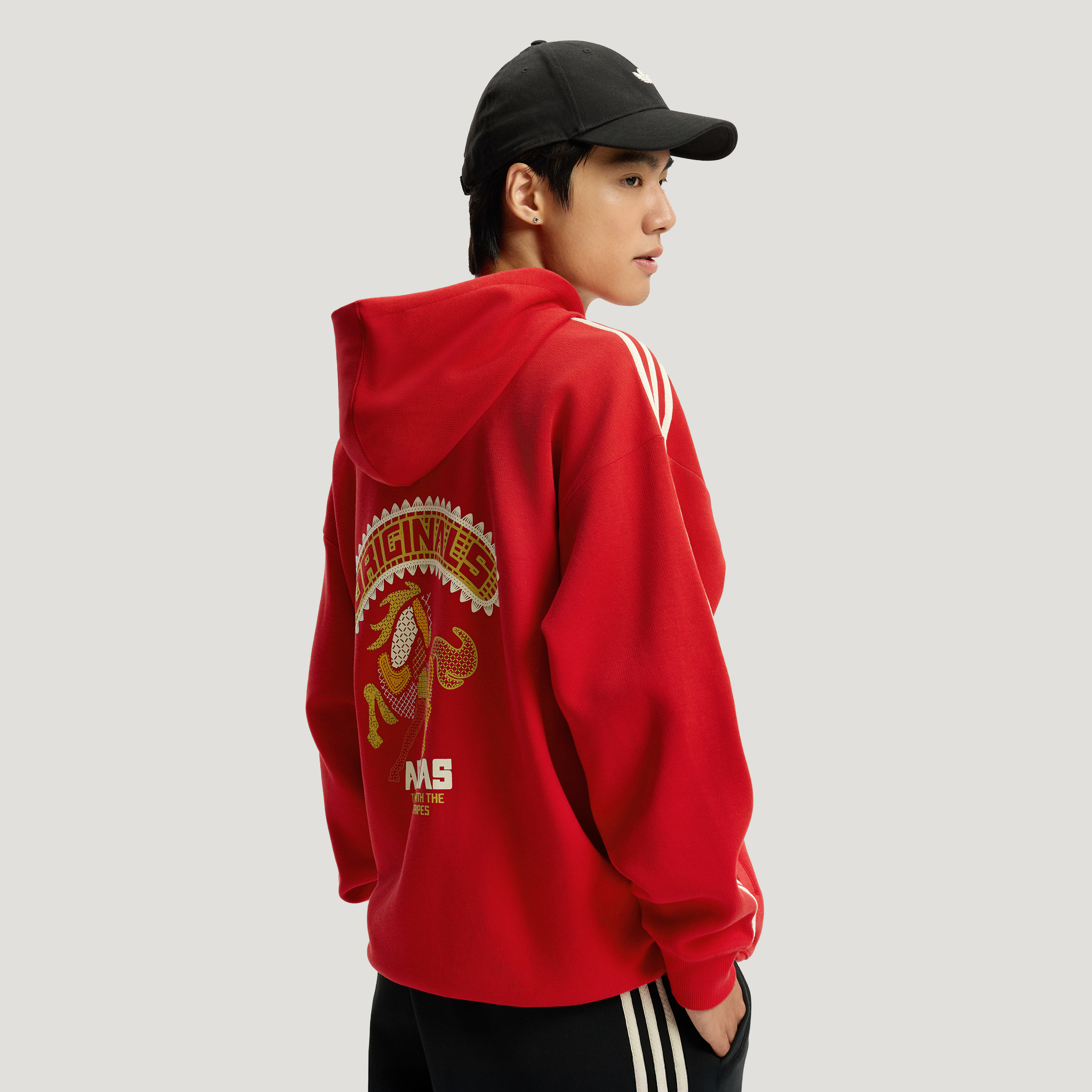 adidas「马年限定」HOODIE 新年款双面针织连帽卫衣套头衫 KT0646 1