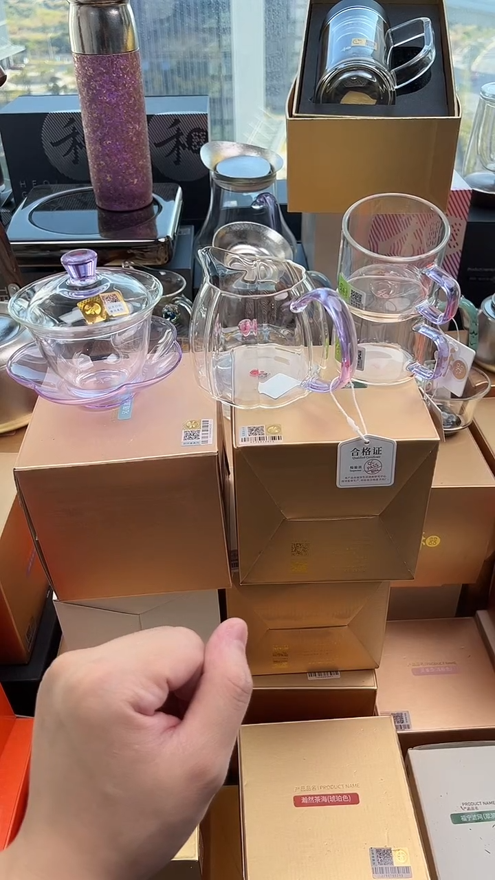 @@禾器咏荷盖碗紫+福荣月韵浅紫色+清禾杯浅紫色2只