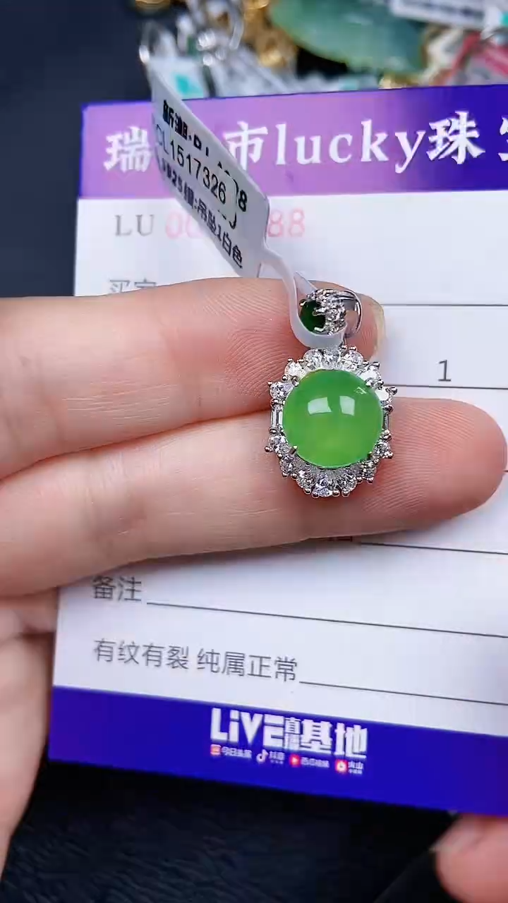 颈饰银S925镶嵌翡翠0888