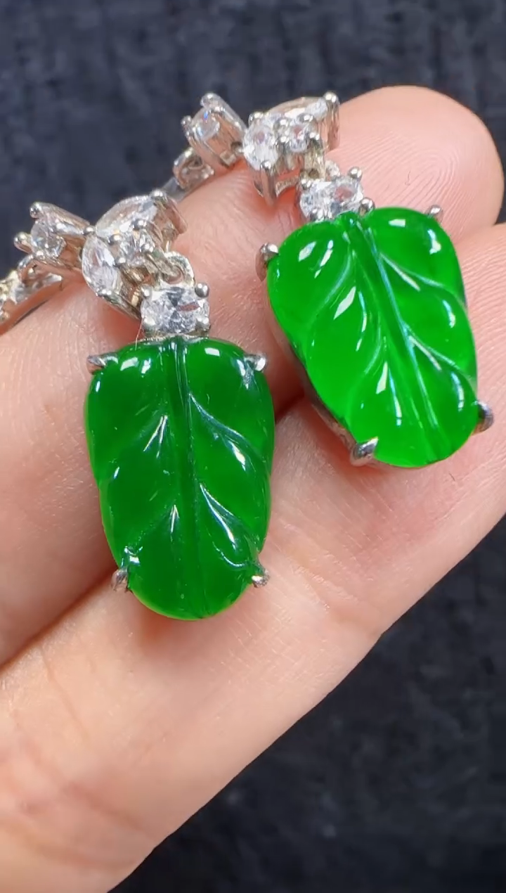 未镶嵌定制翡翠翡翠耳环116