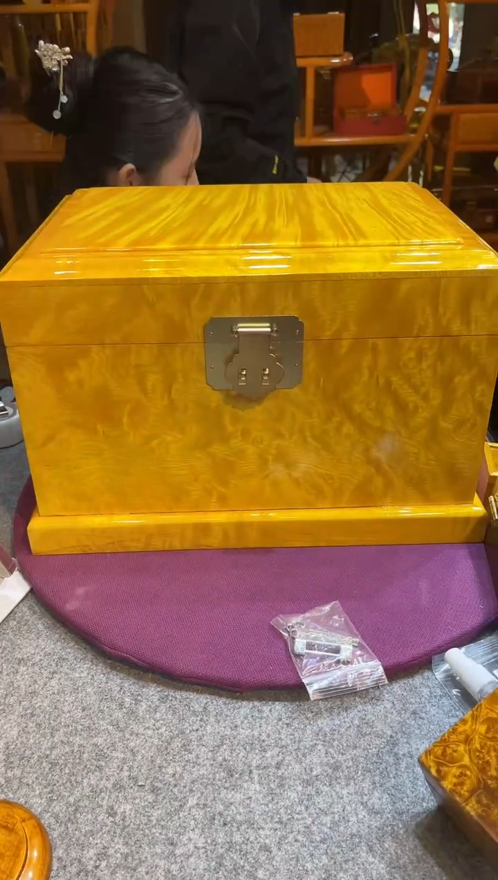 金丝楠满水波纹大号首饰箱婚嫁箱40*30*26