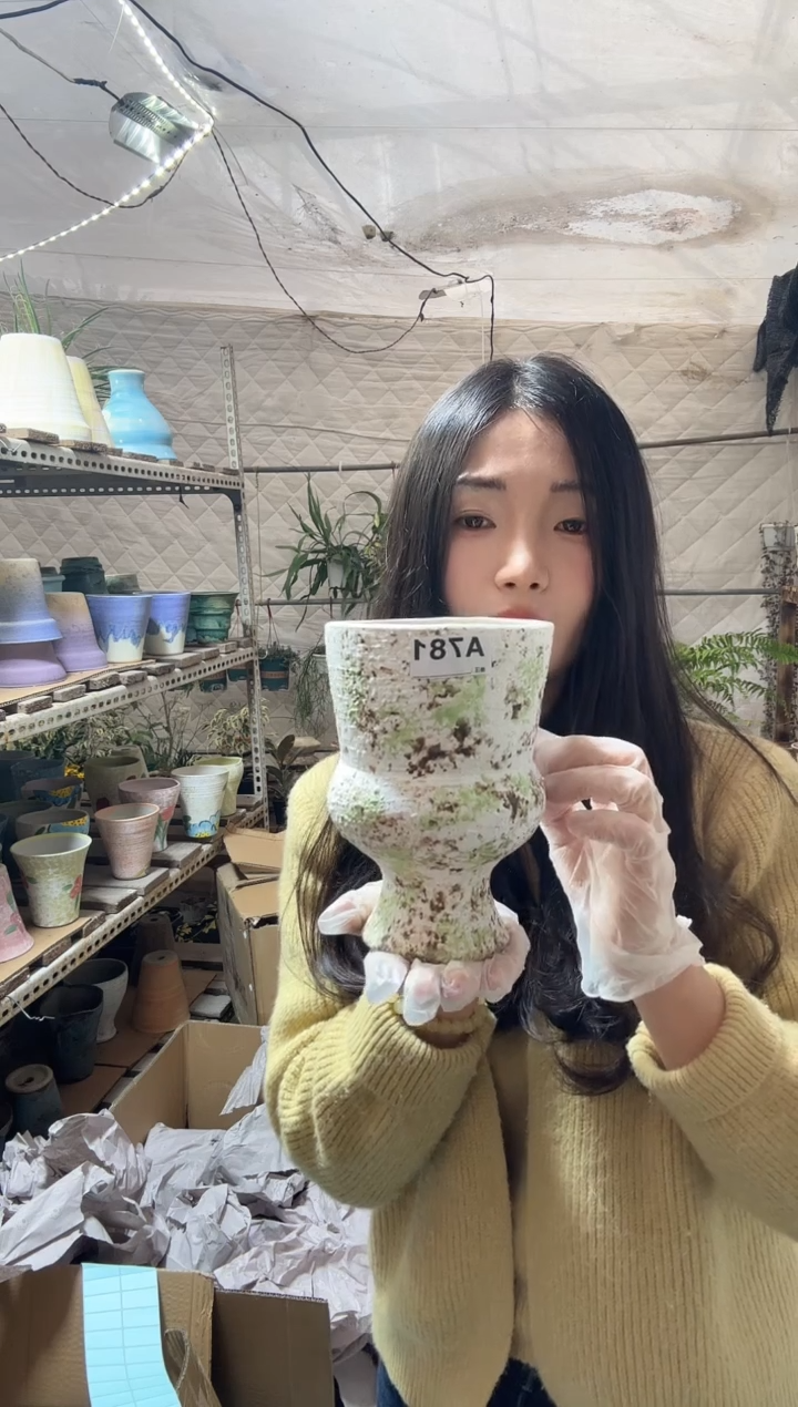 无花朵ˊ*圆编号  781  景德镇手工手绘花盆